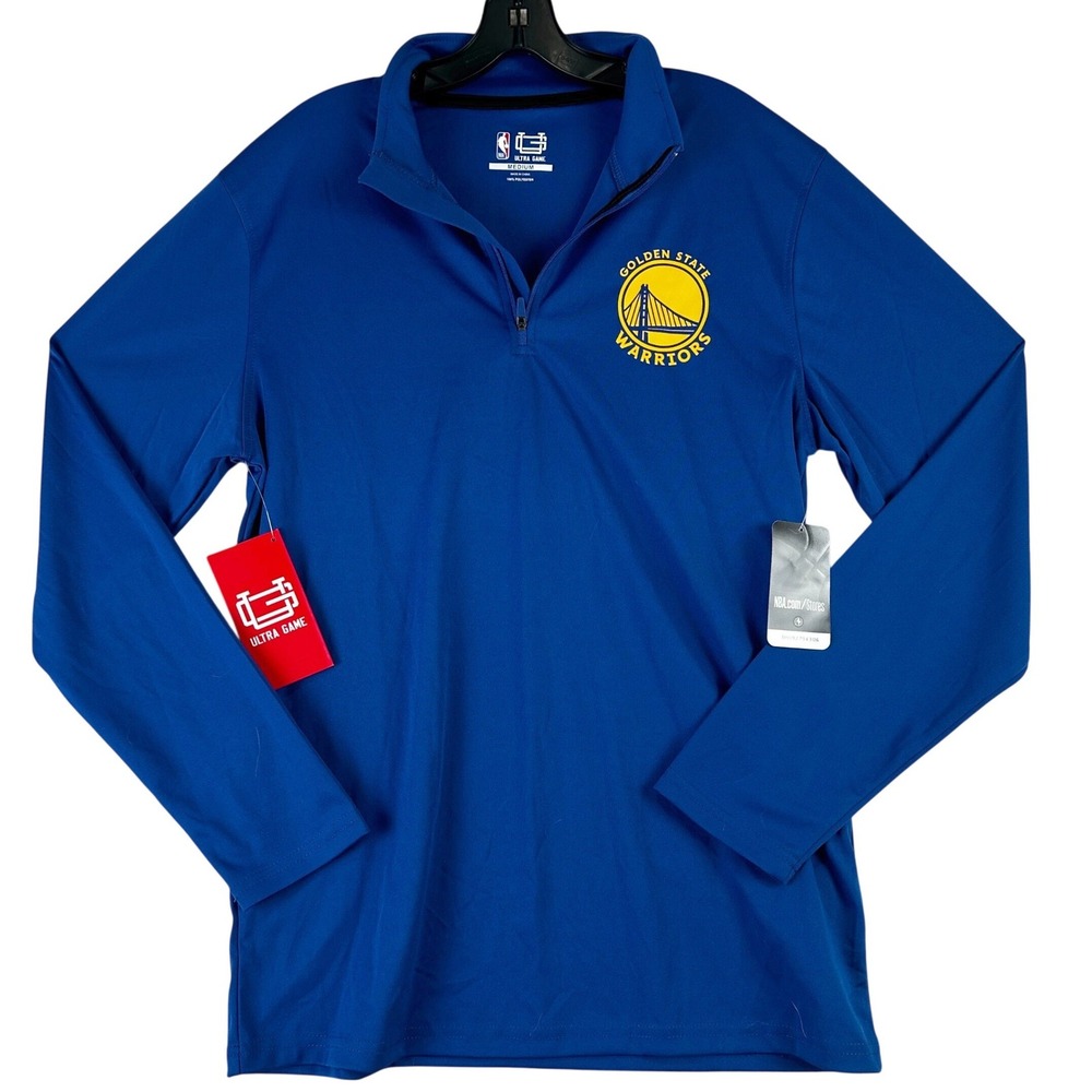 Golden State Warriors Ultra Game NBA Pullover Mens Medium Blue‎ 1/4 Zip Athletic